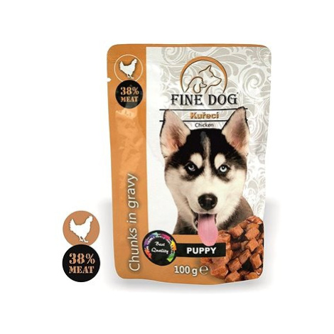 Fine Dog kapsička puppy kuřecí v omáčce 22 × 100 g