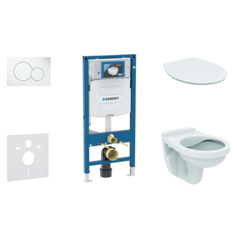 Geberit Duofix - Set předstěnové instalace, klozet Alpha se sedátkem, tlačítko Sigma01, alpská b