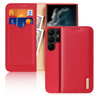 Dux Ducis Hivo pouzdro Samsung Galaxy S23 Ultra flip cover wallet stand RFID lock red