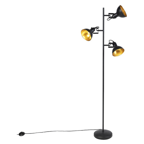 Chytrá stojací lampa černá se zlatou 3-světla vč. 3 WiFi P45 - Tommy QAZQA