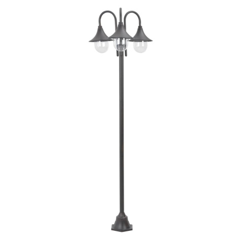 vidaXL Zahradní sloupová lampa 3 ramena E27 220 cm hliník bronzová