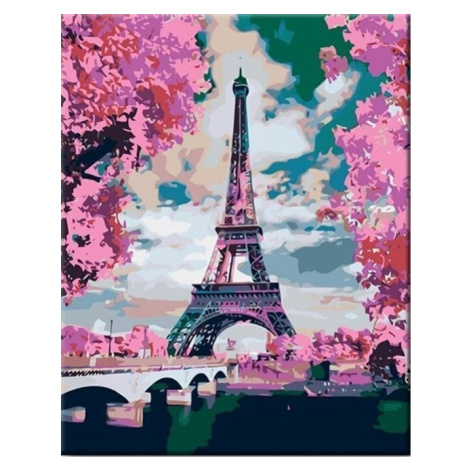Zuty Malování podle čísel Eiffelova věž a růžové stromy