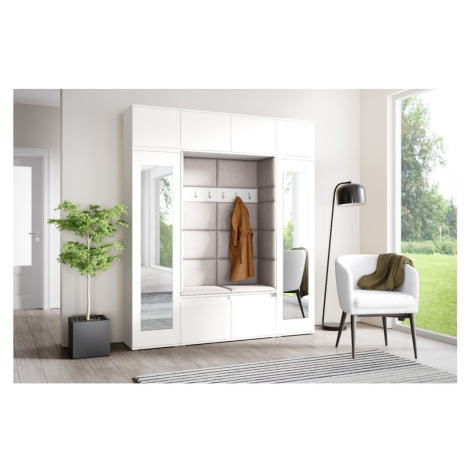 Eka Předsíňová stěna s čalouněnými panely Trinity 32 - Bílá / Krémová bílá 2301