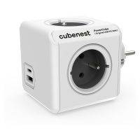Cubenest PowerCube Original rozbočka, 4 zásuvky + USB A+C PD 20 W, šedá - 6974699970804