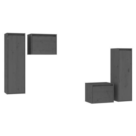 vidaXL TV skříňky 4 ks šedé masivní borové dřevo