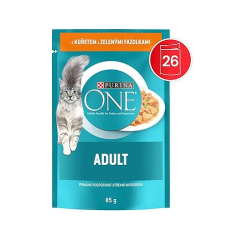 Purina ONE Indoor minifiletky s tuňákem a zelenými fazolkami ve šťávě 26 × 85 g