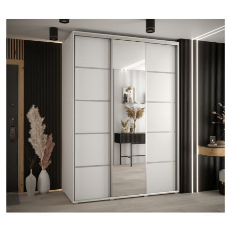 Šatní skříň ASIRI 5 - 180/60 cm, bílá / stříbrná