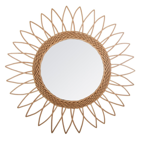 DekorStyle Proutěné zrcadlo Sun 50 cm hnědé