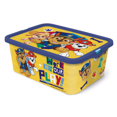 STOR Plastový úložný box s víkem Paw Patrol 13l žlutý