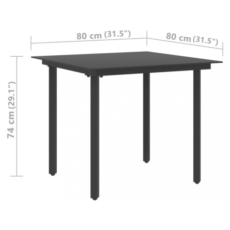 Zahradní jídelní stůl černá / sklo Dekorhome 80x80x74 cm,Zahradní jídelní stůl černá / sklo Deko vidaXL