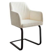 DELIFE Jídelní židle Greg-Flex konzolová podnož plochá z nerezové oceli bouclé bílý