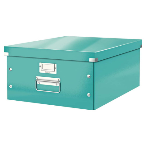 Zeleno-tyrkysový kartonový úložný box s víkem 37x48x20 cm Click&Store – Leitz