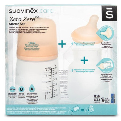Suavinex Antikoliková lahvička Zero Zero A sada 180 ml