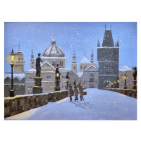 Ilustrace Prague Musicians Cross the Karluv Most, Dave Rheaume Artist, 40 × 30 cm