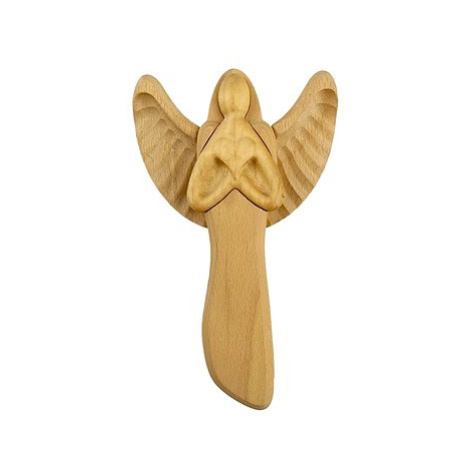 AMADEA Dřevěný anděl se srdcem, masivní dřevo, 22x15x2 cm
