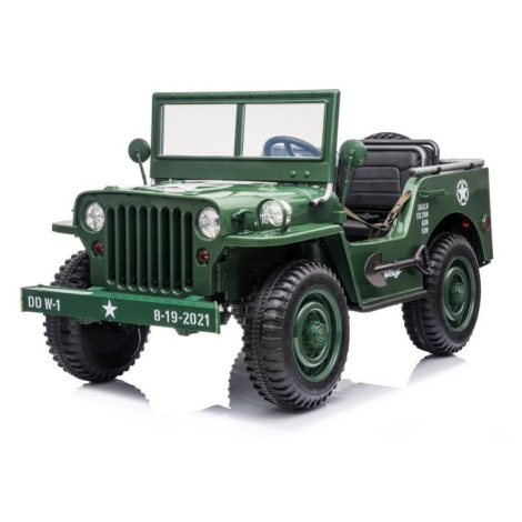 Mamido Dětský elektrický Jeep Willys 24V 4x4 třímístný zelený