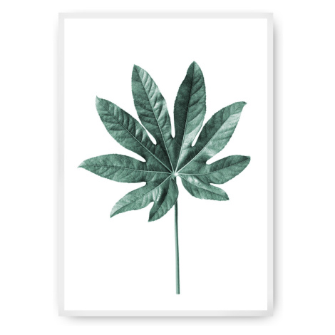 Dekoria Plakát  Leaf Emerald Green, 30 x 40 cm, Ramka: Biała
