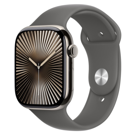 Apple Watch Series 10 42mm Cellular přírodní titan se skálově šedým sportovním řemínkem S/M MWXD