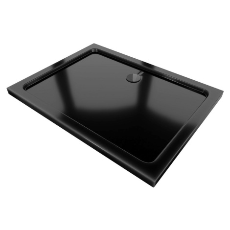 MEXEN/S Flat sprchová vanička obdelníková slim 110 x 90 cm, černá + černý sifon 40709011B