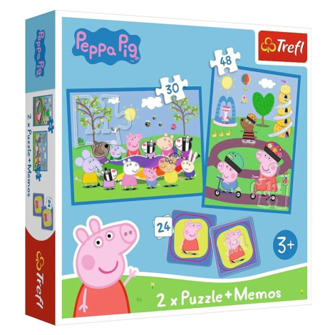 TREFL - Puzzle 2v1 + pexeso - Šťastné chvíle s prasátkem Peppa / Peppa Pig