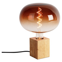 Venkovská stolní lampa přírodní dřevo včetně LED G220 - Bloc