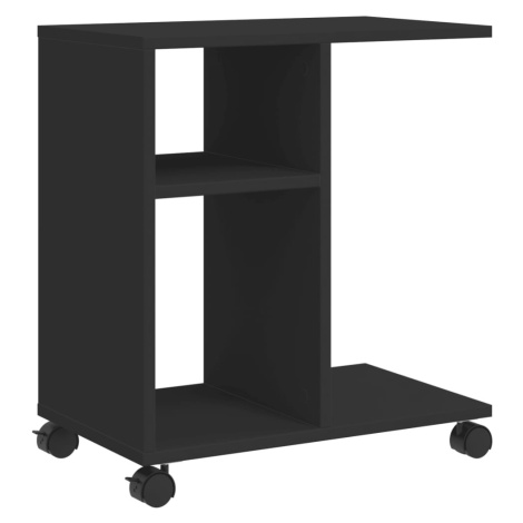 vidaXL Odkládací stolek na kolečkách černý 50 x 30 x 55 cm kompozit