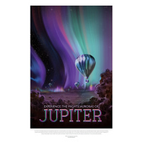 Obrazová reprodukce Jupiter (Retro Planet & Moon Poster) - Space Series (NASA), 26.7 × 40 cm