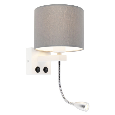 Moderní nástěnná lampa bílá se šedým odstínem - Brescia QAZQA