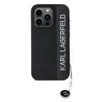 Karl Lagerfeld PU Saffiano Rhinestone Charm Zadní Kryt pro iPhone 15 Pro Max Black