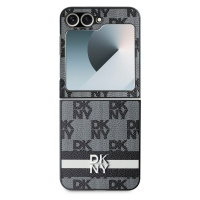 Zadní kryt DKNY PU Leather Checkered Pattern and Stripe pro Samsung Galaxy Z Flip6, černá