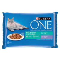 PURINA ONE 4 x 85 g - Indoor tuňák a telecí