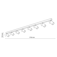 TK Lighting Stropní bodové topení, nastavitelné, hnědé, osmiplamenné lineární