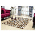 Tempo Kondela Luxusní kožený koberec patchwork KŮŽE typ 3 200x304| hnědá/černá/bílá
