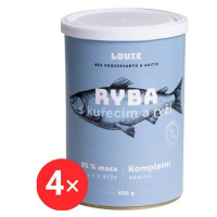 LOUIE Kompletní krmivo ryba s kuřecím (95 %) s rýží (5 %) 4 × 400 g