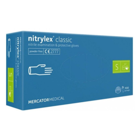 MERCATOR Medical Nitrylex Classic vyšetřovací nitrilové rukavice S (6-7) modré, 100ks
