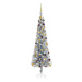 Úzký vánoční stromek s LED diodami a sadou koulí stříbrný 240cm