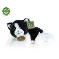 Rappa Plyšová ležící kočka černobílá, 16 cm