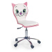 Dětská židle na kolečkách KITTY 2 — ekokůže, bílá/růžová