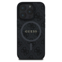 Zadní kryt Guess PU Leather 4G Colored Ring MagSafe pro Apple iPhone 16 Pro Max, černá