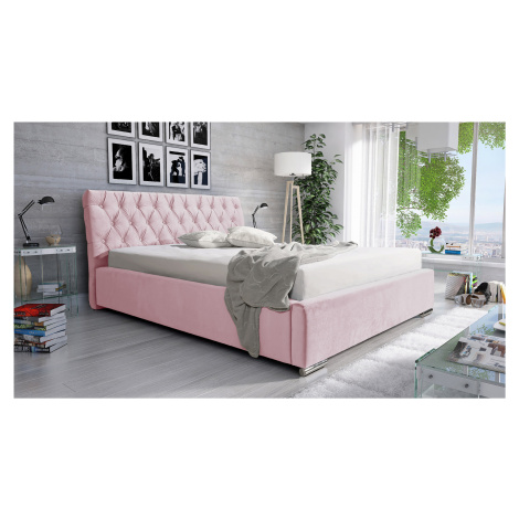 Eka Čalouněná postel Luxurious 160x200 cm Barva látky Trinity: (2319) Světlá růžová