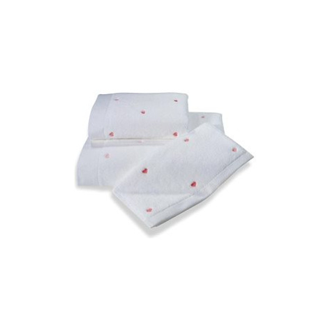 Soft Cotton Malý ručník Micro love 30 × 50 cm, bílá - růžová srdíčka
