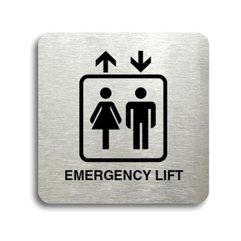 Accept Piktogram "emergency lift" (80 × 80 mm) (stříbrná tabulka - černý tisk bez rámečku)