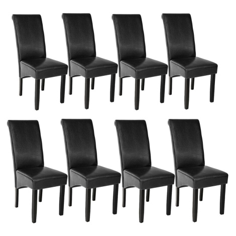 tectake 403988 8 jídelní židle ergonomické, masivní dřevo - černá - černá