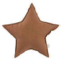 Cotton & Sweets Lněný polštář hvězda čokoládová 50 cm