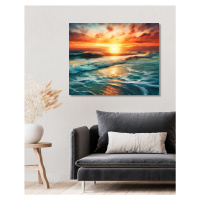 Obrazy na stěnu - Východ slunce nad mořem Rozměr: 40x50 cm, Rámování: vypnuté plátno na rám
