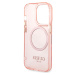 Guess Translucent MagSafe kryt iPhone 14 Pro růžový