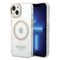 Pouzdro Pro Iphone 15 Plus 14 Plus Guess Metal Outline Magsafe Zlaté Case