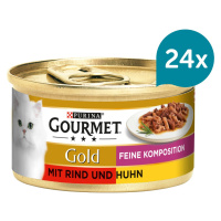 Gourmet Gold Feine Komposition hovězí a kuřecí maso 24 × 85 g