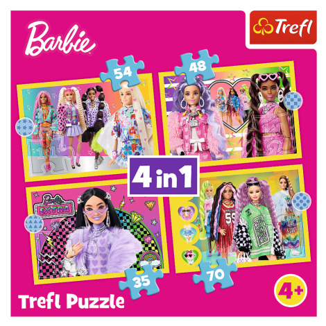 Trefl Puzzle 4v1 - Šťastný svět Barbie / Mattel, Barbie