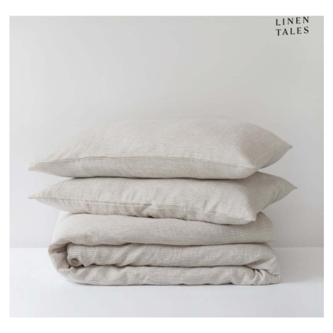 Bílobéžové lněné povlečení na dvoulůžko 200x200 cm – Linen Tales